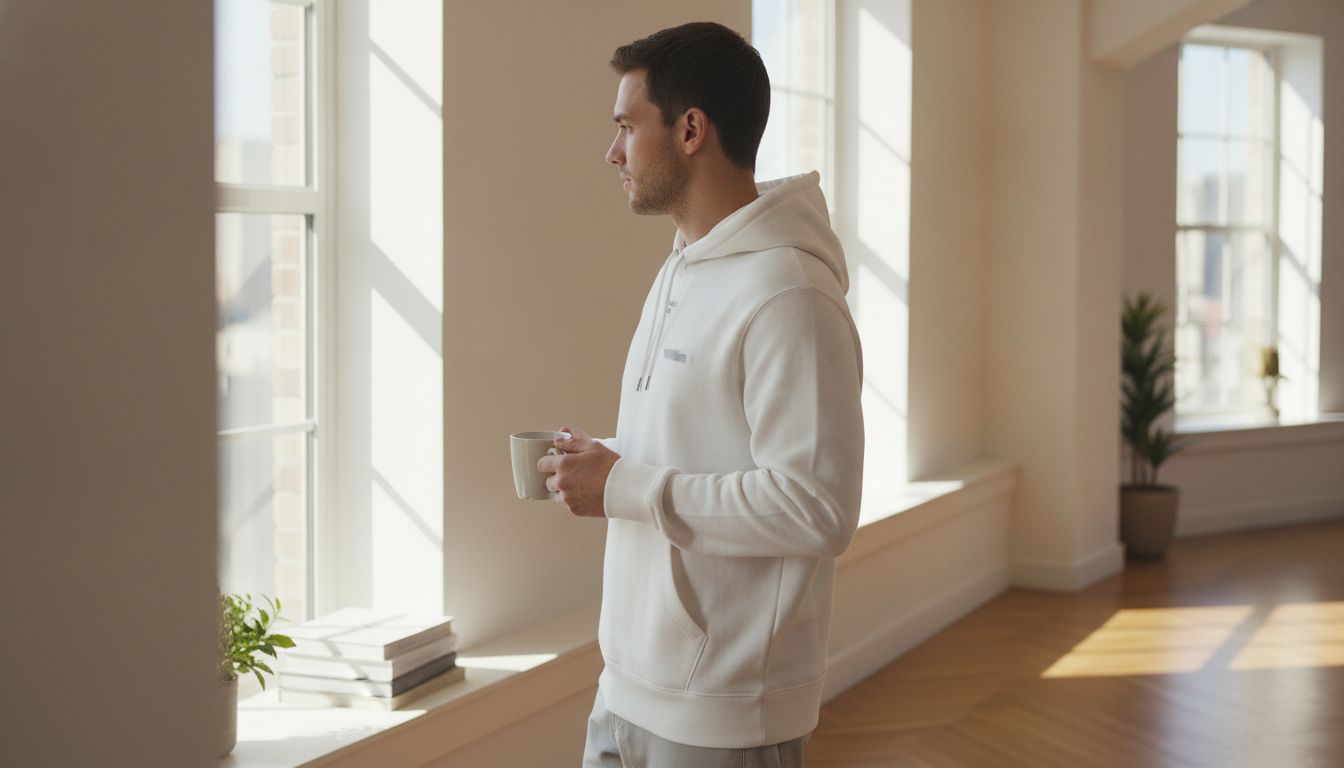 Calvin Klein Jeans Men’s White Hoodie: Clean Daily Layer