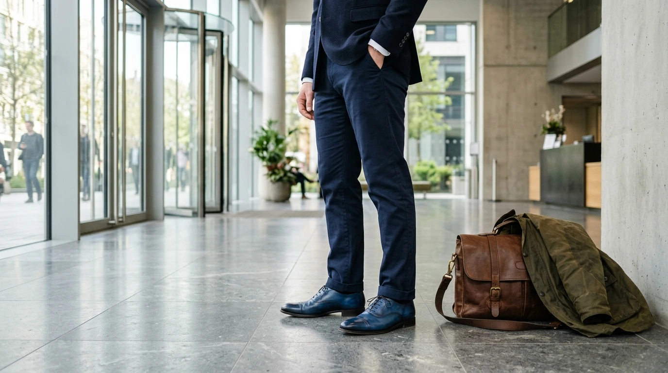 Clarks Men's Blue Leather Shoes: Smart Work-to-Weekend